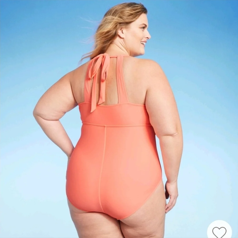 Kona Sol Women's High Neck Halter One Piece Swimsuit Tummy Control, Pink